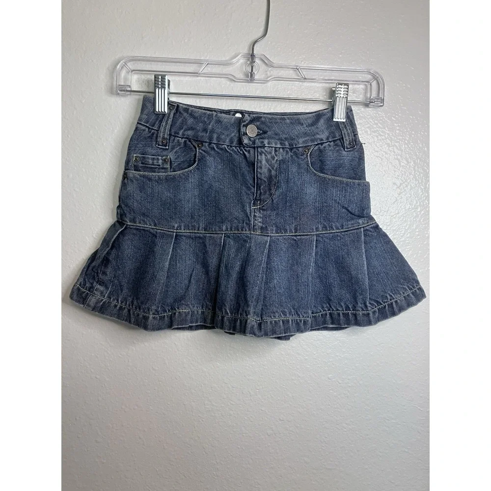 Vintage Y2K 2000s Levi's Denim Skirt Girls 6 Ruffle Country Western